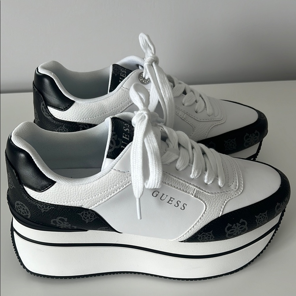 GUESS Women's Black and White Platform Sneakers